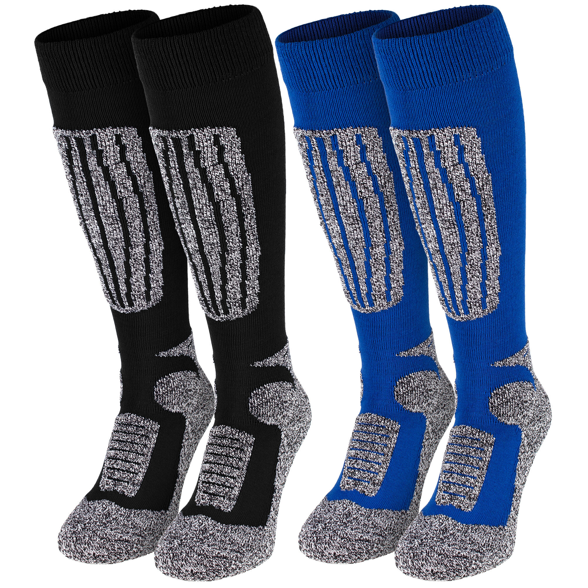 Ski socks | 2 pairs mid-socks padded | Women & Men | Black/Blue