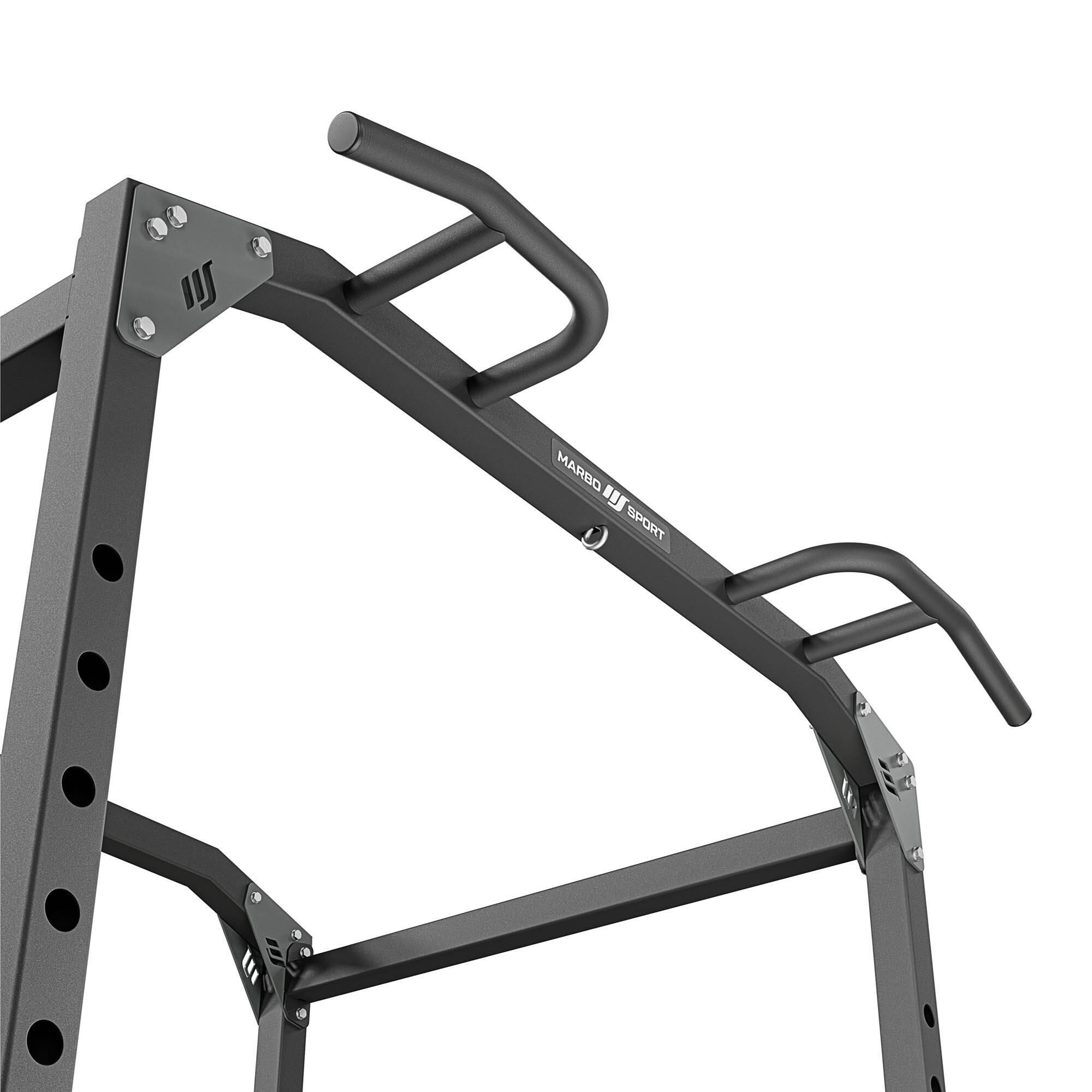 Marbo Sport Demi-cage De Squat MS-U115 2.0 – Rack, Barre De Traction, Station Dips, Landmine, Rangement Charges, Made In EU
