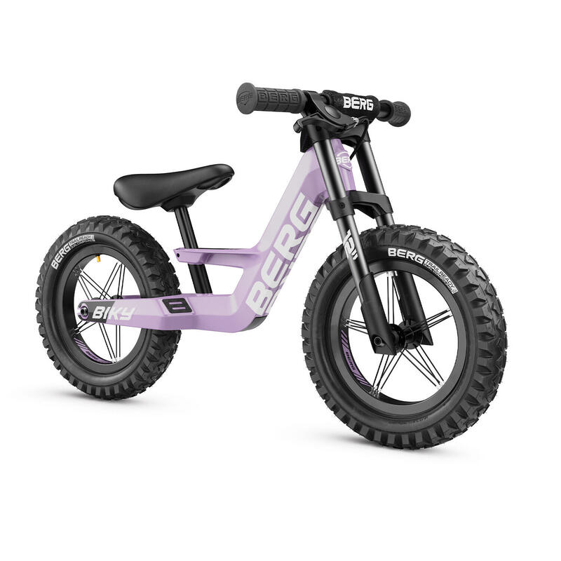 BERG Biky Cross Púrpura 12 Bicicleta sin pedales para niños con freno de  mano