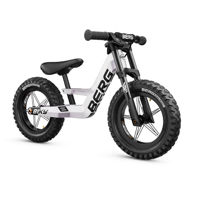 BERG Biky Cross Blanco 12" bicicletta senza pedali per bambini con freno a mano