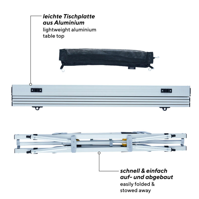 Table de camping Variety M à roulettes Réglable en hauteur continu Alu