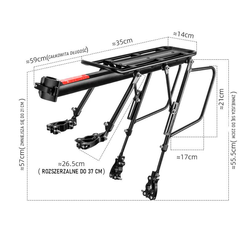 Bagażnik rowerowy tylny aluminiowy do sztycy Rockbros CT-601 ze wspornikami
