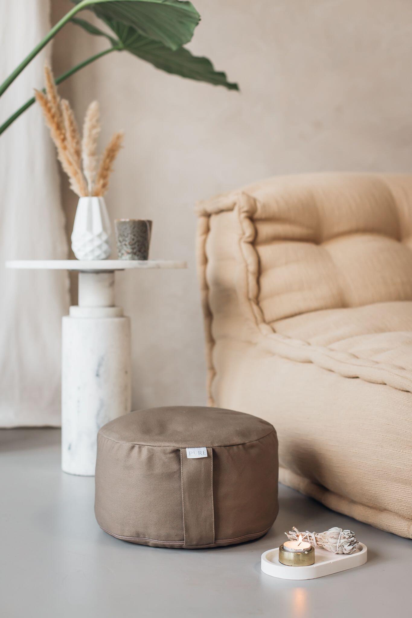 Meditatiekussen beige rond - Pure 2/4