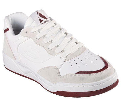 Skechers heren koopa volley low lifestyle sneakers wit / wit / bourgondië rood