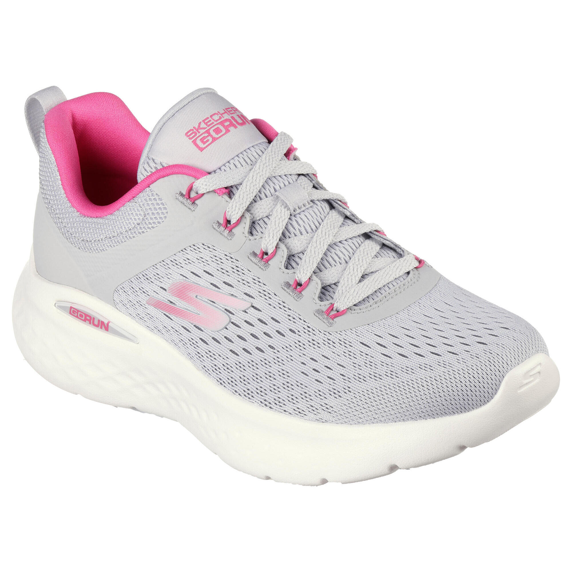 SKECHERS Women's GO RUN LITE Running Sports Shoes Grey / Hot Pink