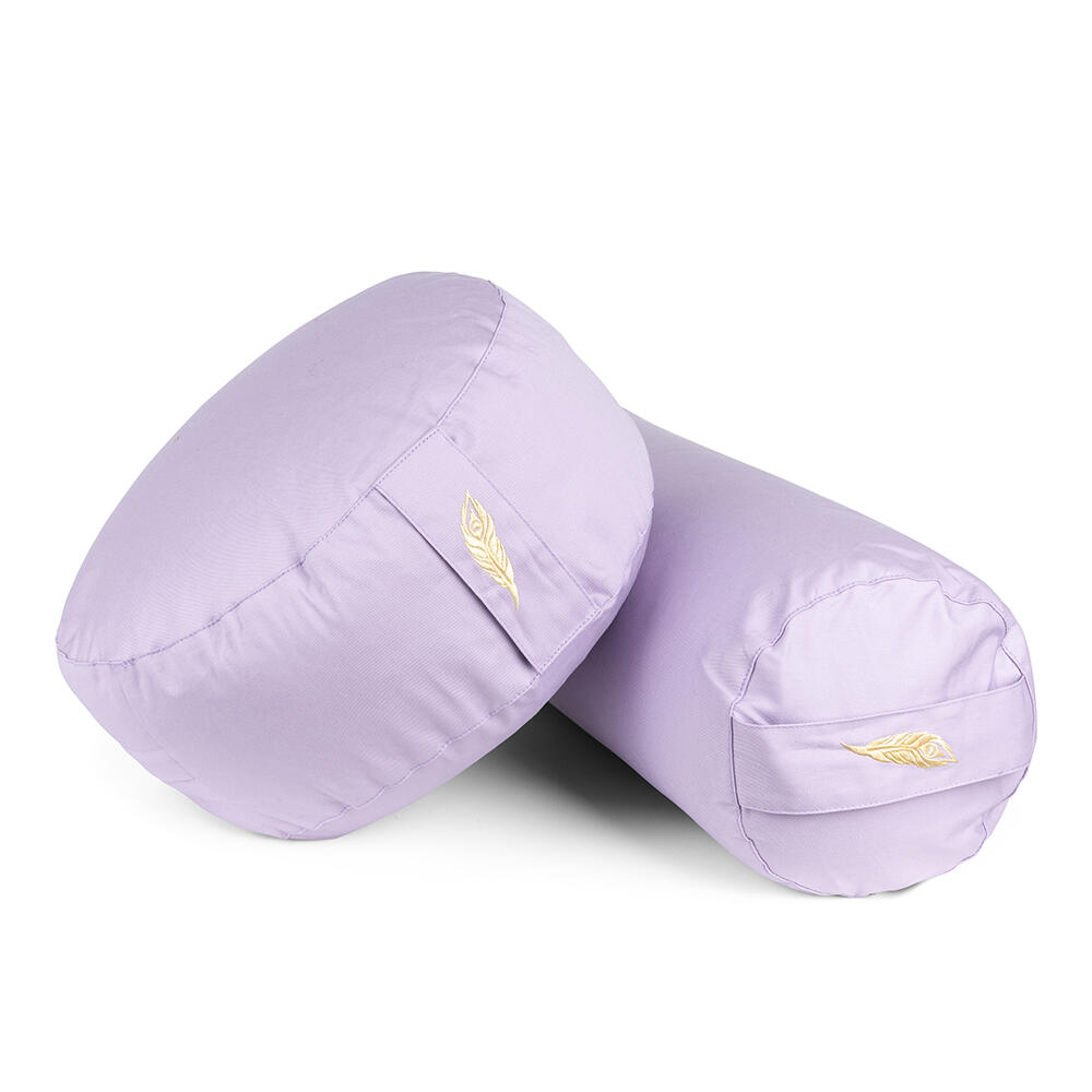 Meditatiekussen - Yoga Kussen - Lila - Rond 15 x 33 cm - GOTS Keurmerk 4/4
