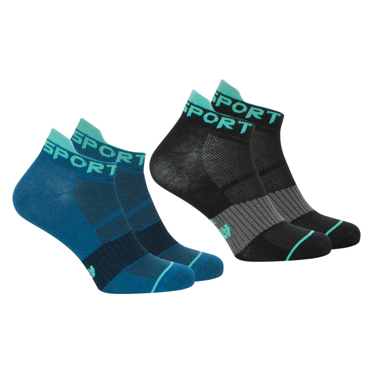 Athena - Lot De 2 Paires De Socquettes Homme Running - Chaussettes - Bleu - 39/42 - Decathlon