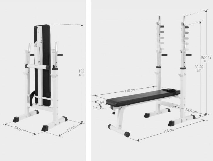 Zestaw 60 kg - Ławka pod sztangę 3w1 + sztanga bitumiczna 4/7