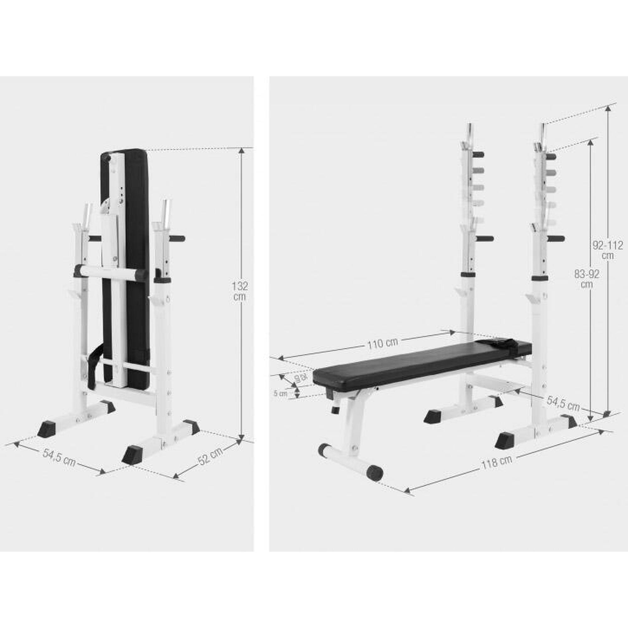 Ławka do wyciskania 3w1 biała + sztanga winylowa regulowana (zestaw 130 kg 30mm)