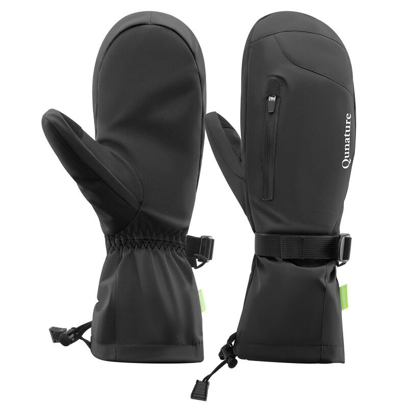 Waterdichte QUNATURE skihandschoenen touchscreen warm voor volwassenen XL Zwart