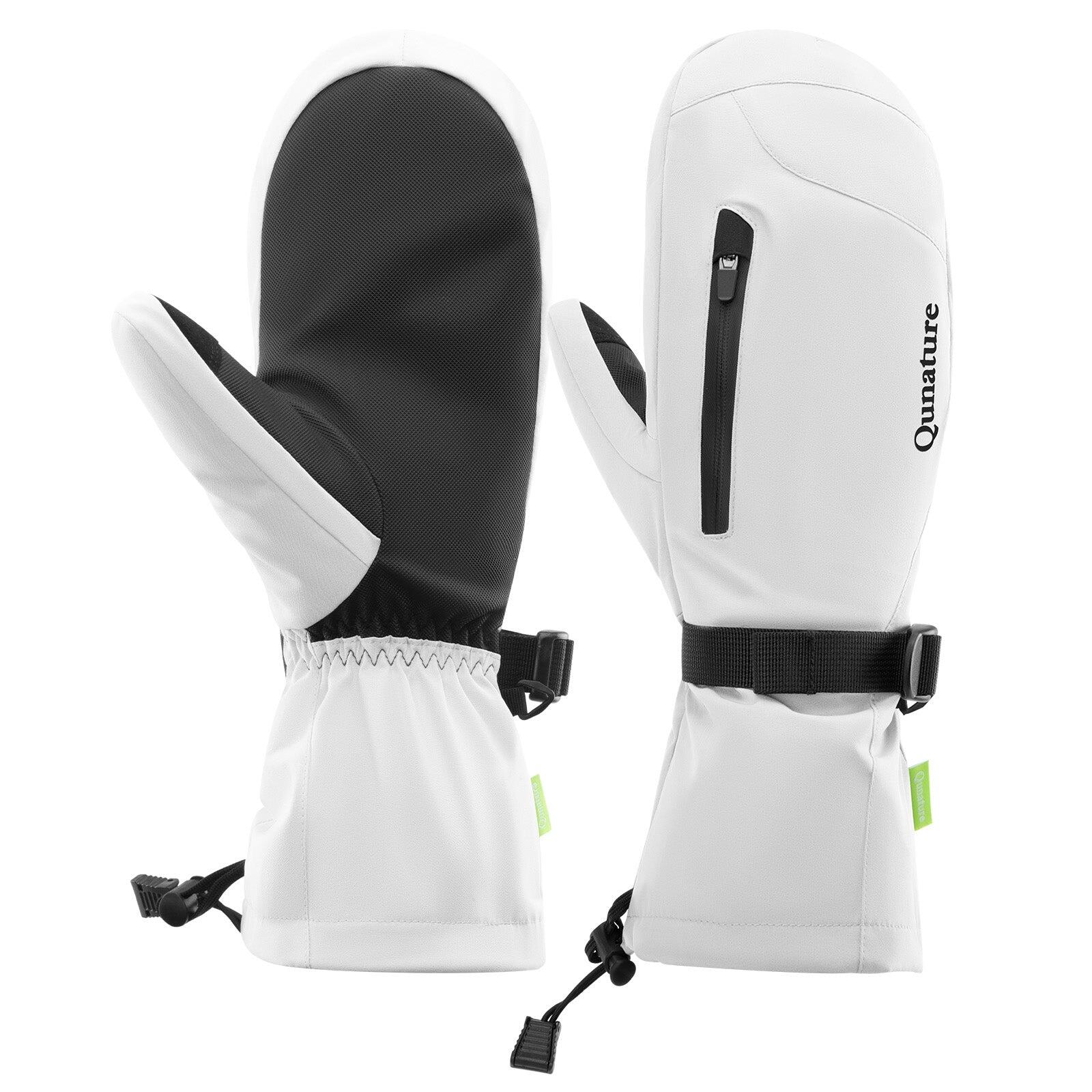 Gants de Ski Adulte QUNATURE Imperméables Écran Tactile Polaire Épais L Blanc 1/6