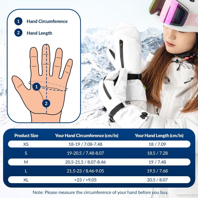 Gants de Ski Adulte QUNATURE Imperméables Écran Tactile Polaire Épais M Blanc