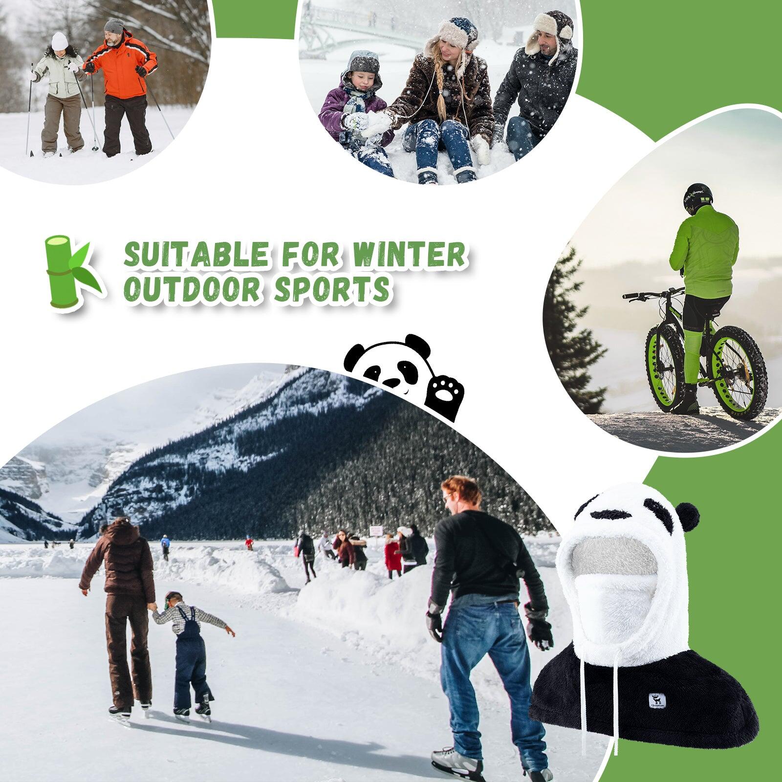 Cagoule de Ski QUNATURE Panda Parent-Enfant Cache Cou Polaire 4 en 1 M Noir 6/7