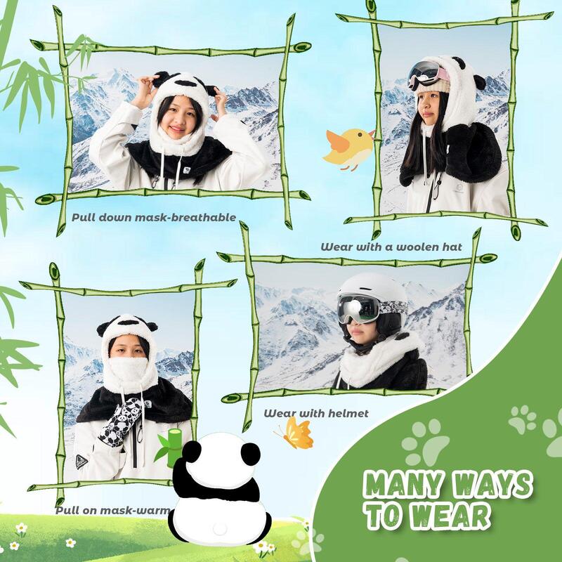 Panda Skibivakmuts QUNATURE Nekwarmer 4-in-1 voor Kinderen Thermische Fleece M