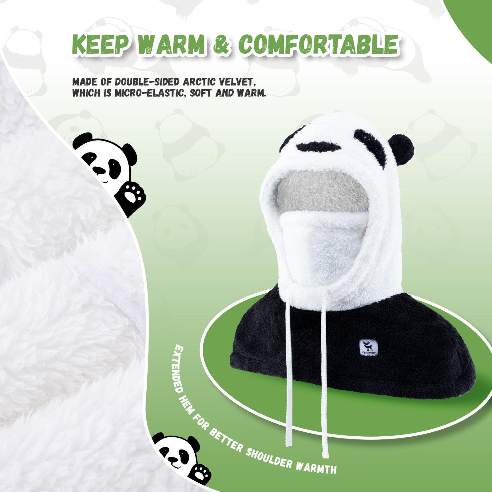 Cagoule de Ski QUNATURE Panda Parent-Enfant Cache Cou Polaire 4 en 1 M Noir 2/7