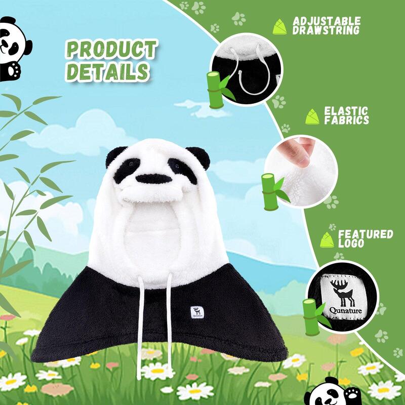 Cagoule de Ski QUNATURE Panda Parent-Enfant Cache Cou Polaire 4 en 1 L Noir