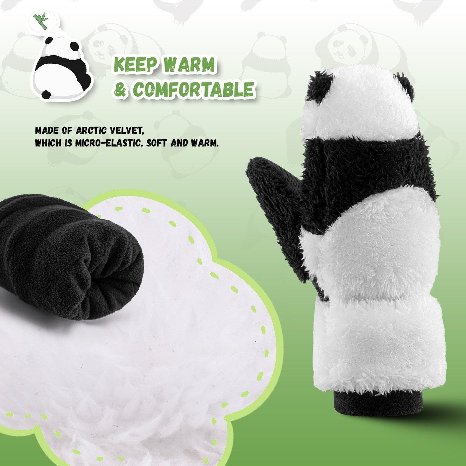 Gants de Ski et de Snowboard Enfant QUNATURE Panda Polaire Thermique L Noir 2/6