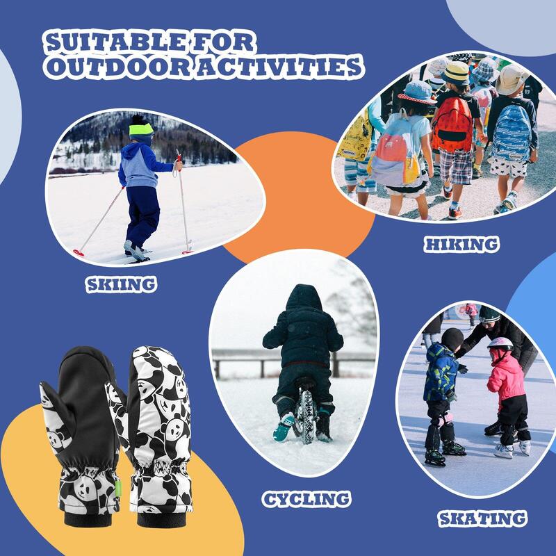Gants de Ski et de Snowboard Enfant QUNATURE Motif Panda Thermique Épais L Noir