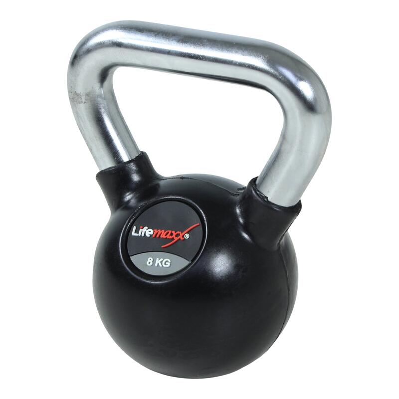 Kettlebell aus Gummi - mit Chromgriff - 8 kg