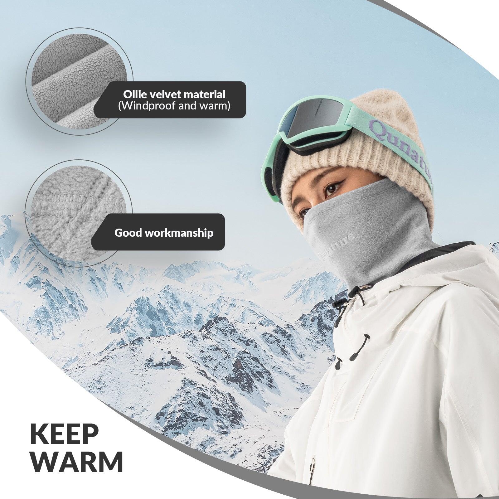 Cache Cou QUNATURE Polaire Réversible Épais Hiver Nylon Taille M Gris clair 2/6