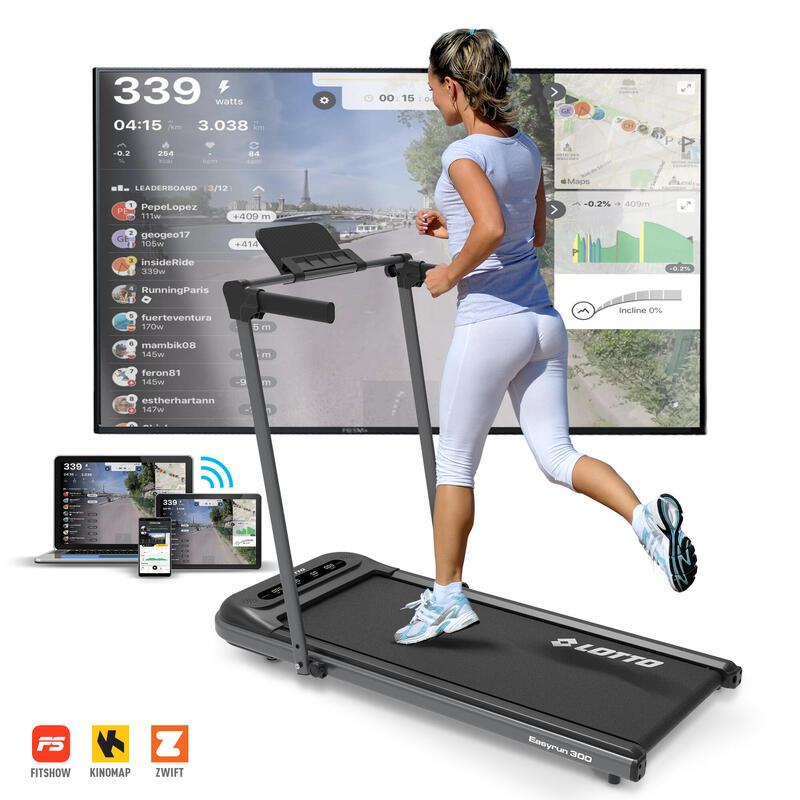 LOTTO Easyrun 300 Tapis de Course Electrique Pliable,Max 100kg,Bluetooth