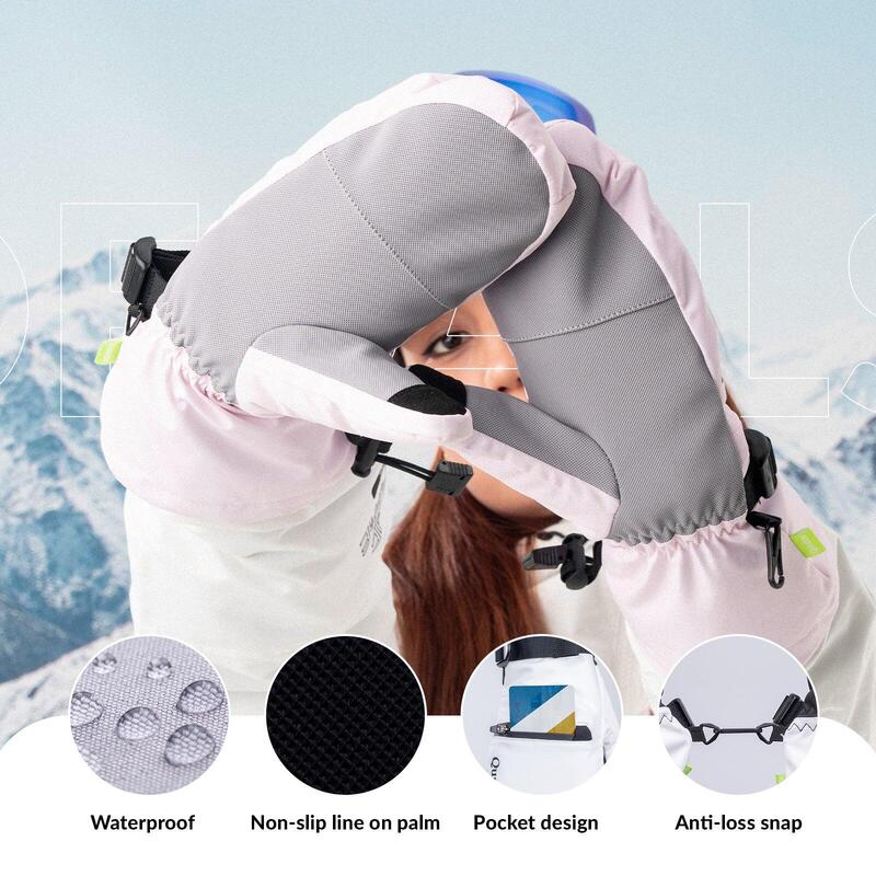 Gants de Ski Adulte QUNATURE Imperméables Écran Tactile Coton Épais S Rose