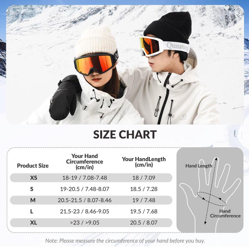 Gants de Ski Adulte QUNATURE Imperméables Écran Tactile Coton Épais L Rose