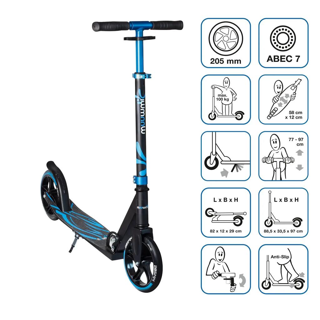 muuwmi Kickscooter Plus 205 mm black-blue