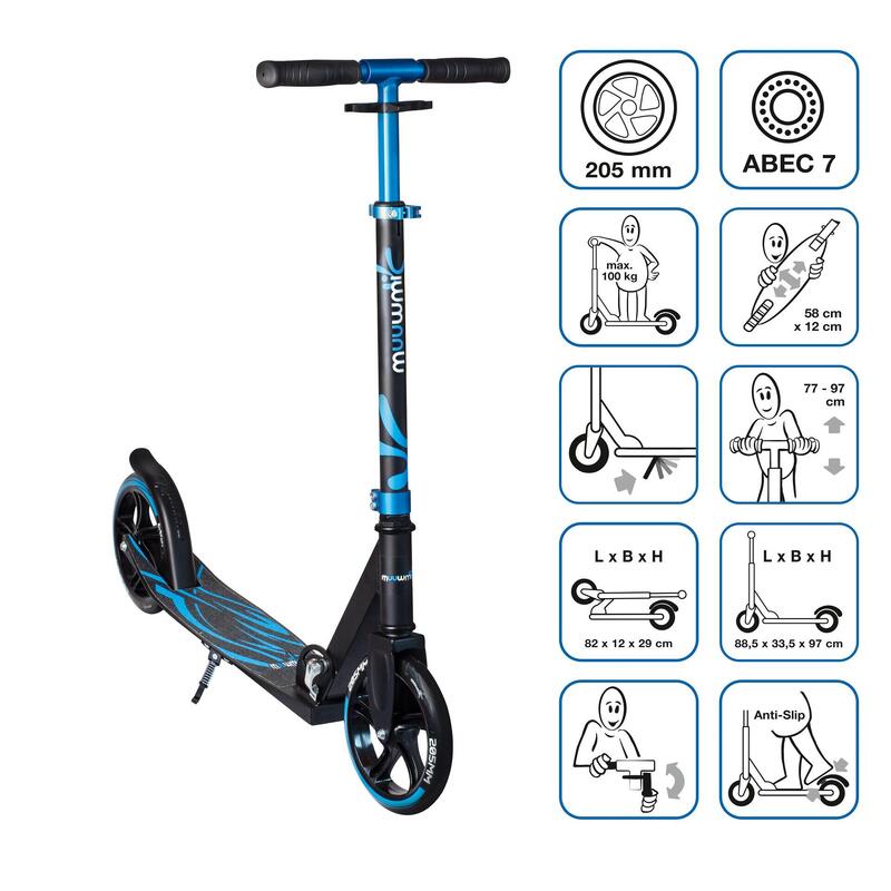 muuwmi Aluminium Scooter Plus 205 mm blau-schwarz