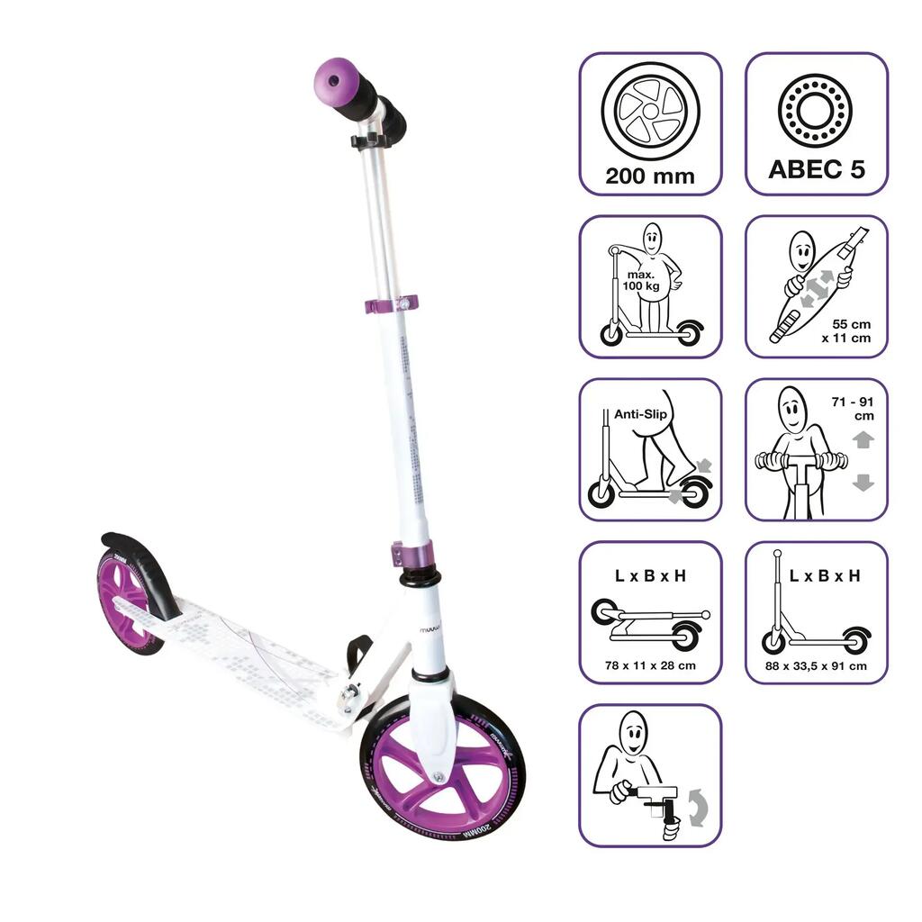 muuwmi Kickscooter 200 mm white-purple