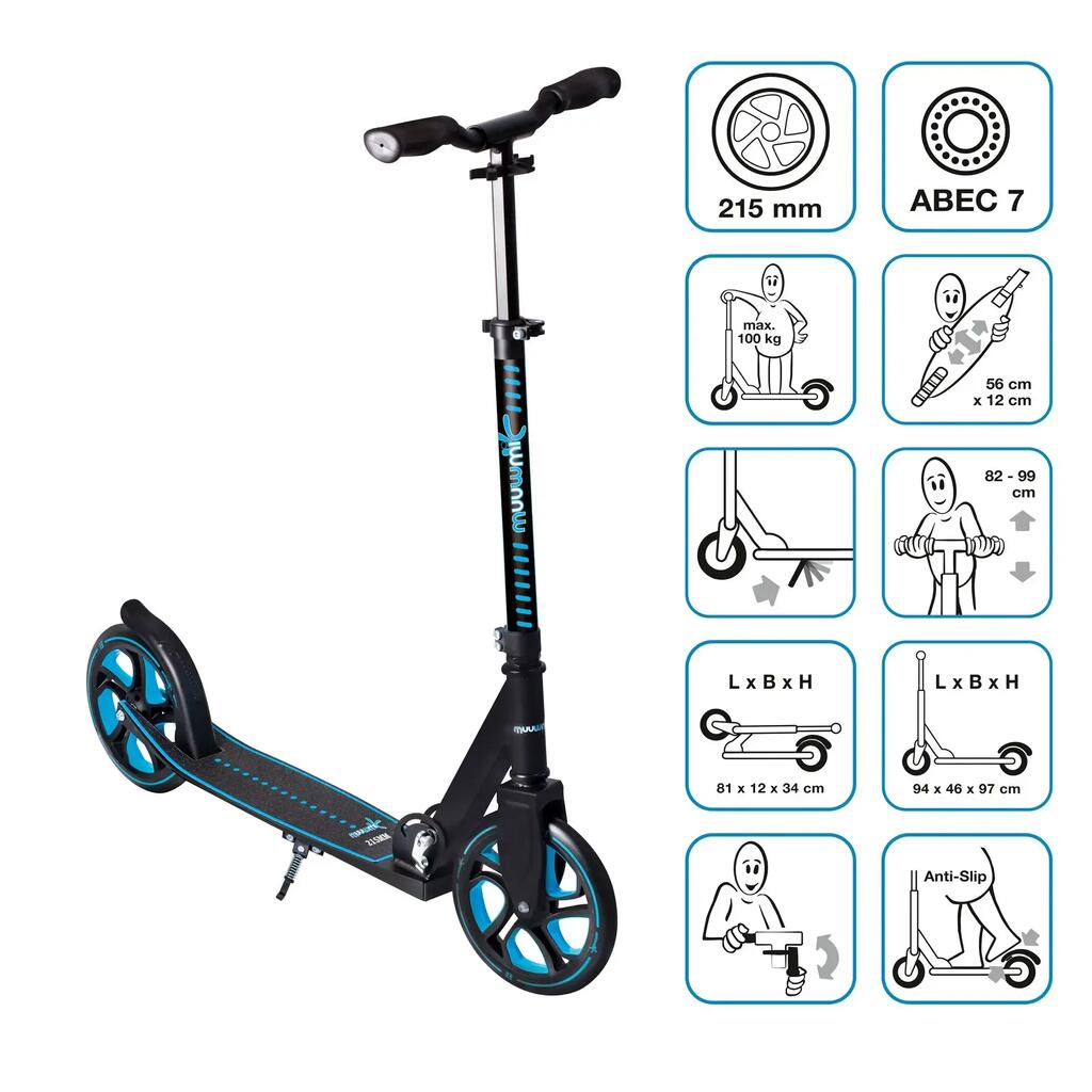 muuwmi Kickscooter Pro 215 mm blue