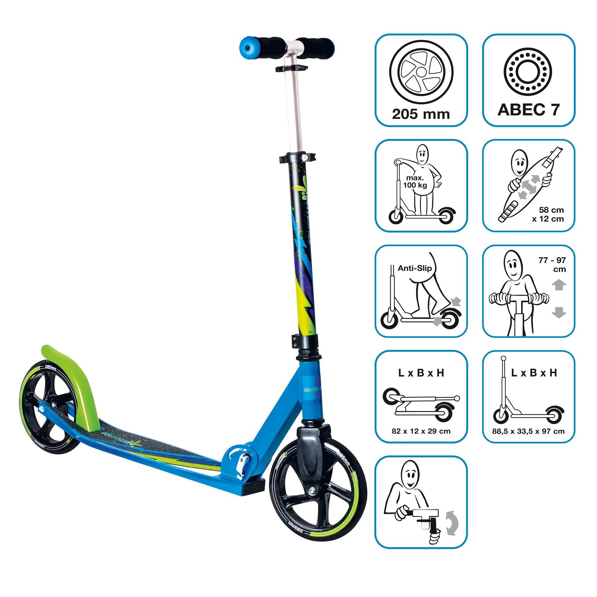 MUUWMI muuwmi Aluminium Scooter 205 mm grün-blau-schwarz