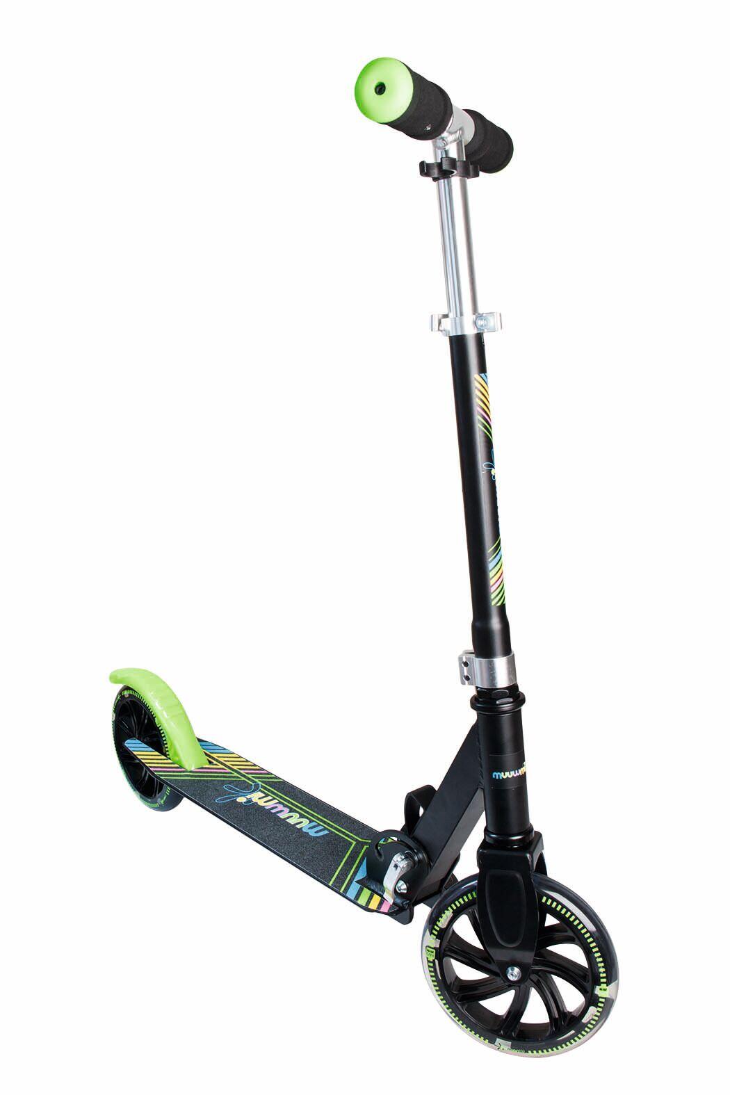 muuwmi Aluminium Scooter Neon 180 mm, mit Leuchtrollen 8/14