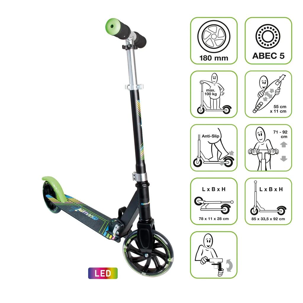 muuwmi Kickscooter 180 mm NEON with lighting wheels