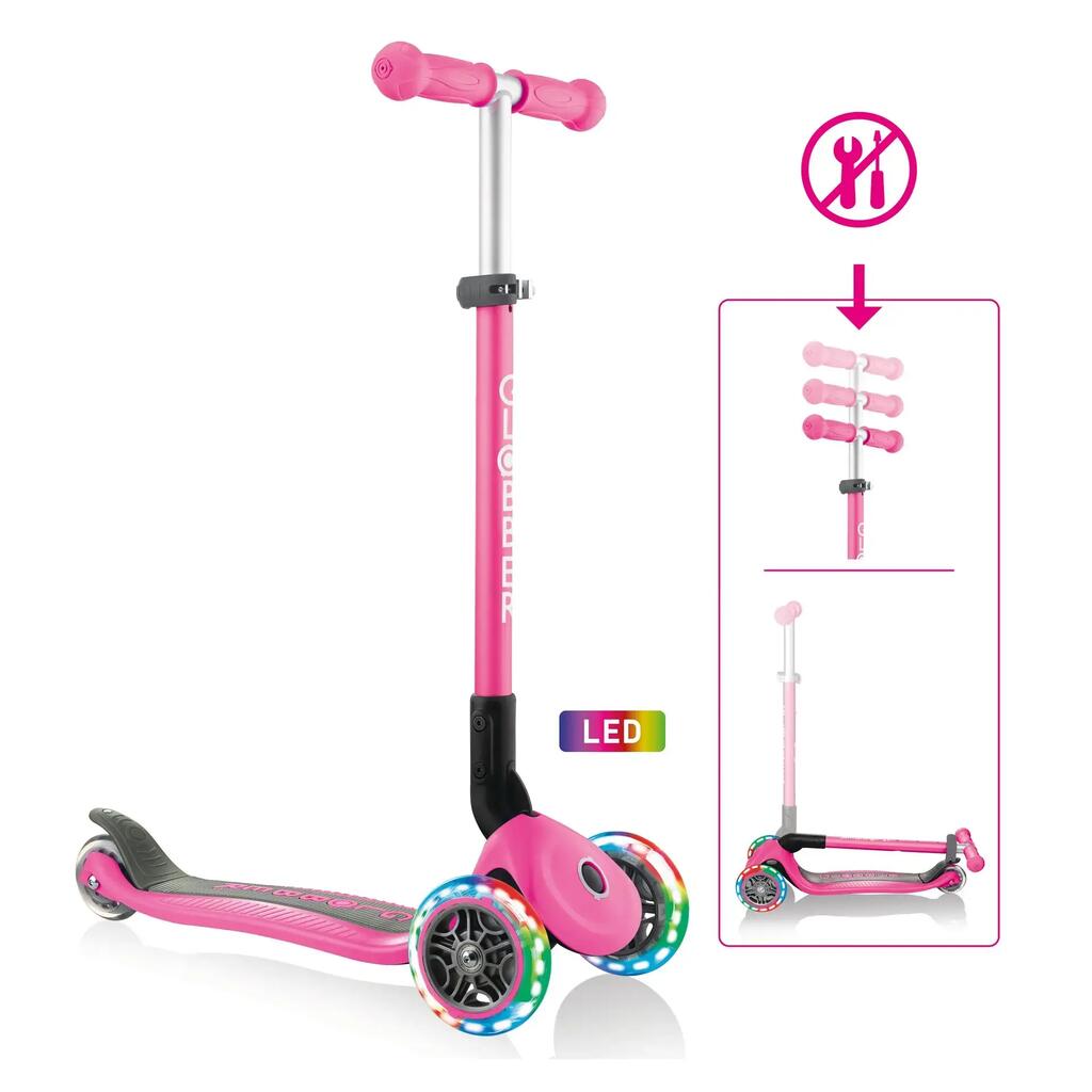 Globber Primo Foldable Lights step met 3 wielen in Roze