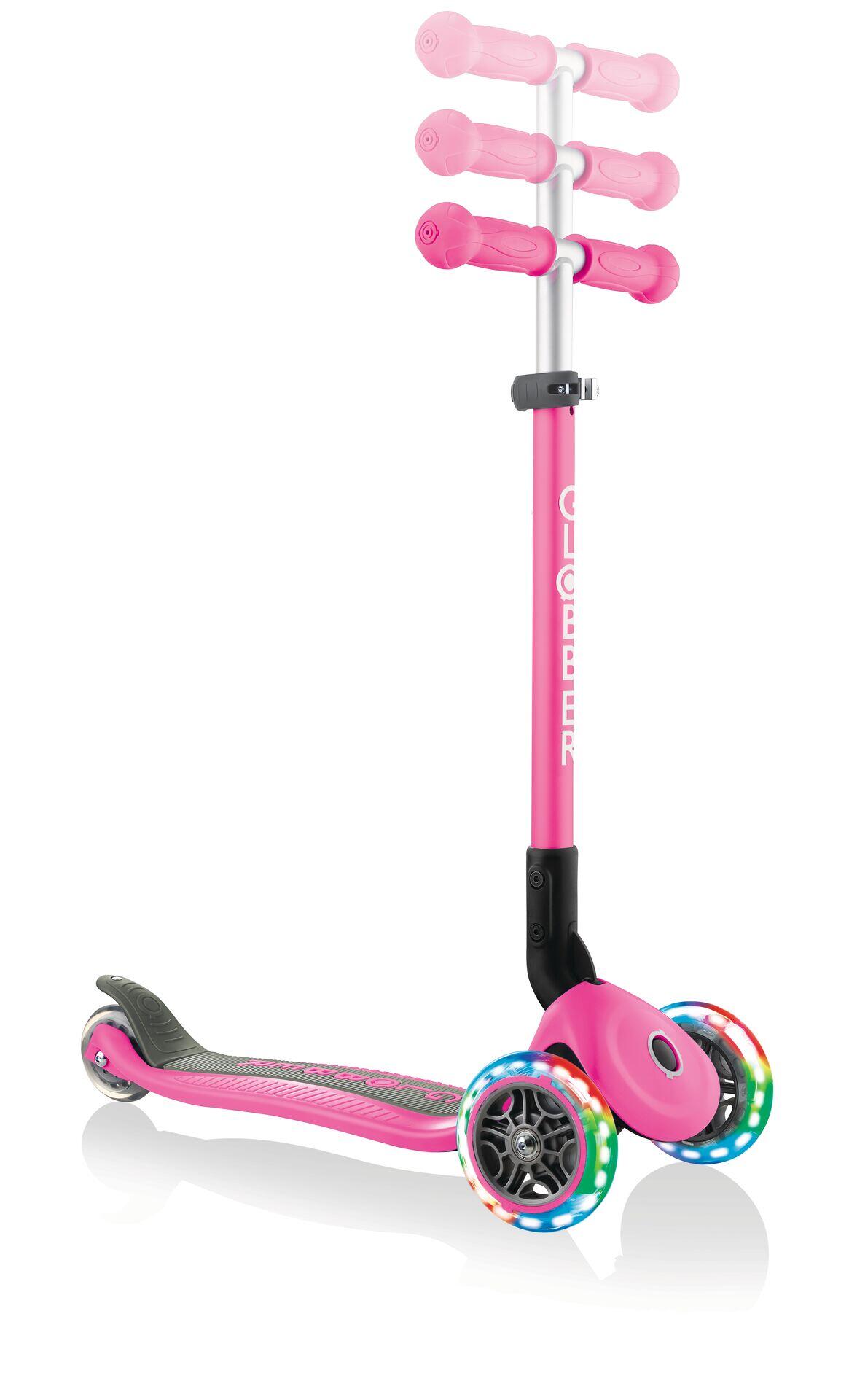 Globber Primo Foldable Lights step met 3 wielen in Roze 2/7
