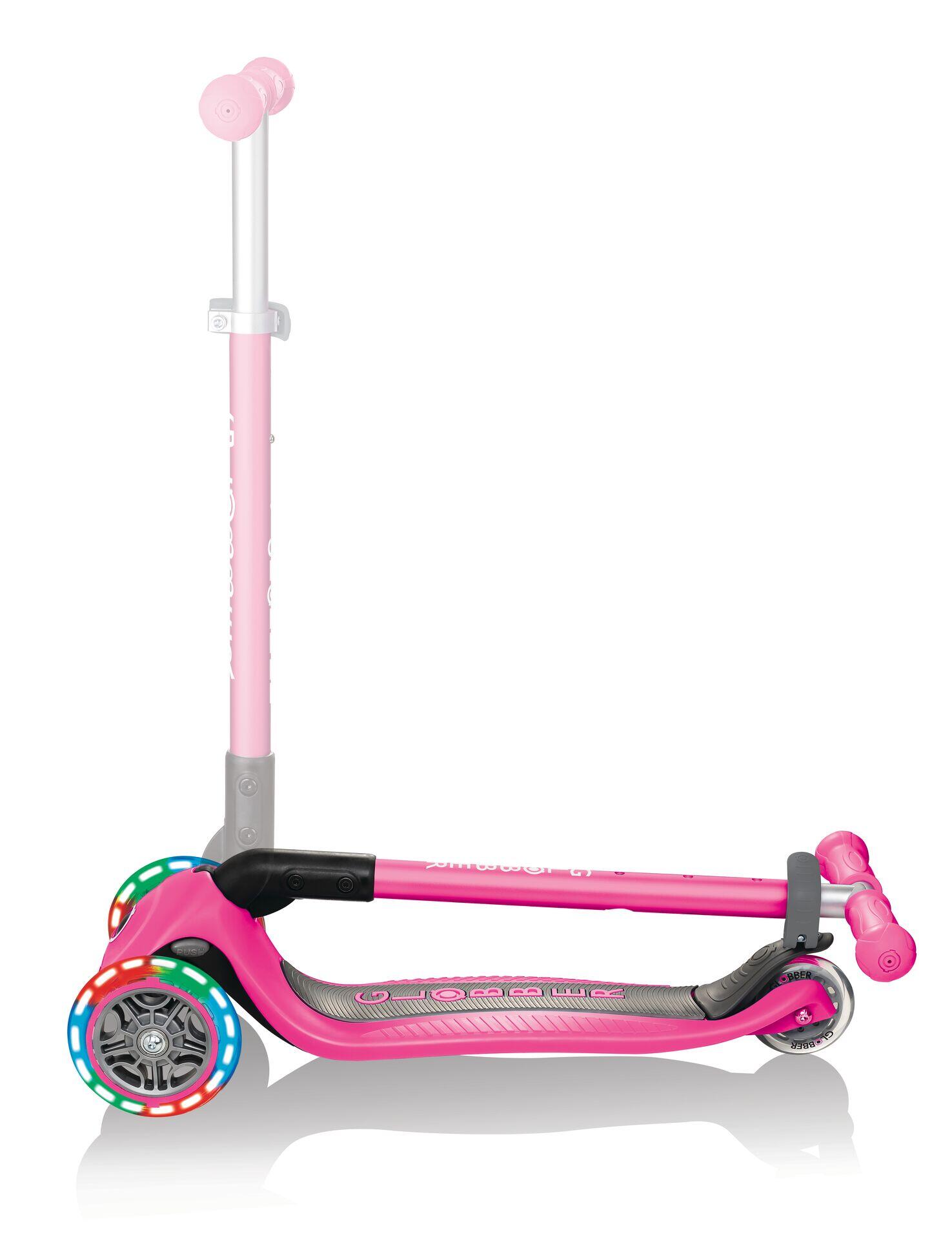 Globber Primo Foldable Lights step met 3 wielen in Roze 4/7