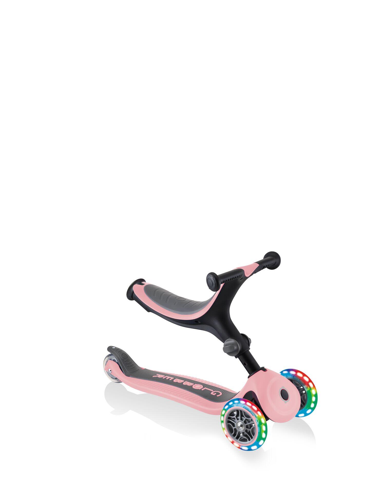 GLOBBER GO-UP FOLDABLE LIGHTS pastellrosa, mit Leuchtrollen 2/7