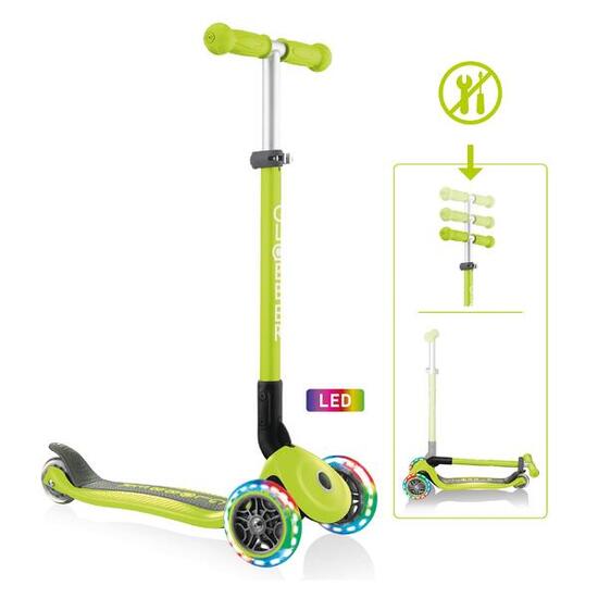 Globber Primo Foldable Lights step met 3 wielen in Groen