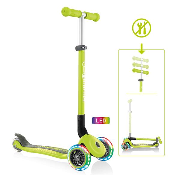 GLOBBER GLOBBER PRIMO FOLDABLE LIGHTS lime grün, mit Leuchtrollen