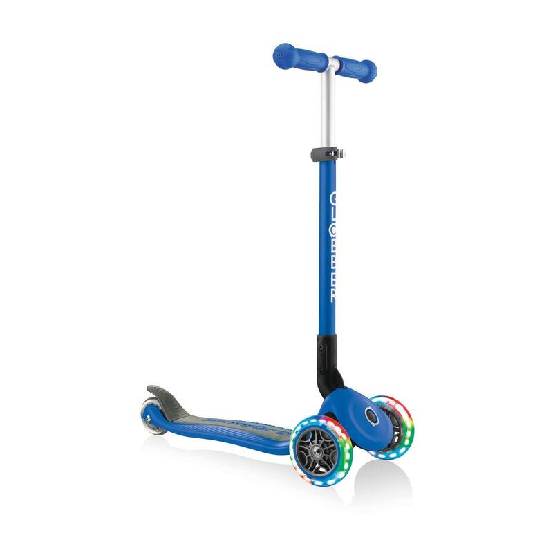 Globber Primo Scooter pliable avec lumières en bleu