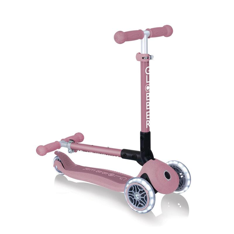 Trottinette 3 roues JUNIOR FOLDABLE LIGHTS ECOLOGIC - Rose Berry