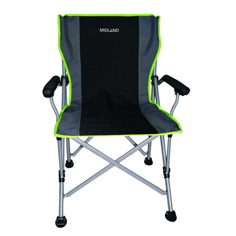 MIDLAND Chaise Easylife pieds larges réglables Pliable Camping Car Gris/vert