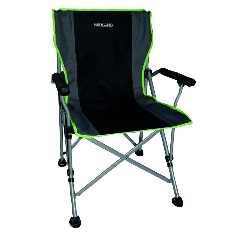 MIDLAND Chaise Easylife pieds larges réglables Pliable Camping Car Gris/vert