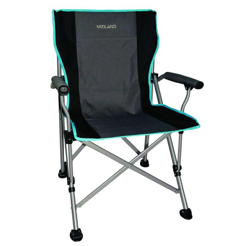 MIDLAND Chaise Easylife Polyester Accoudoirs Gris/bleu Camping