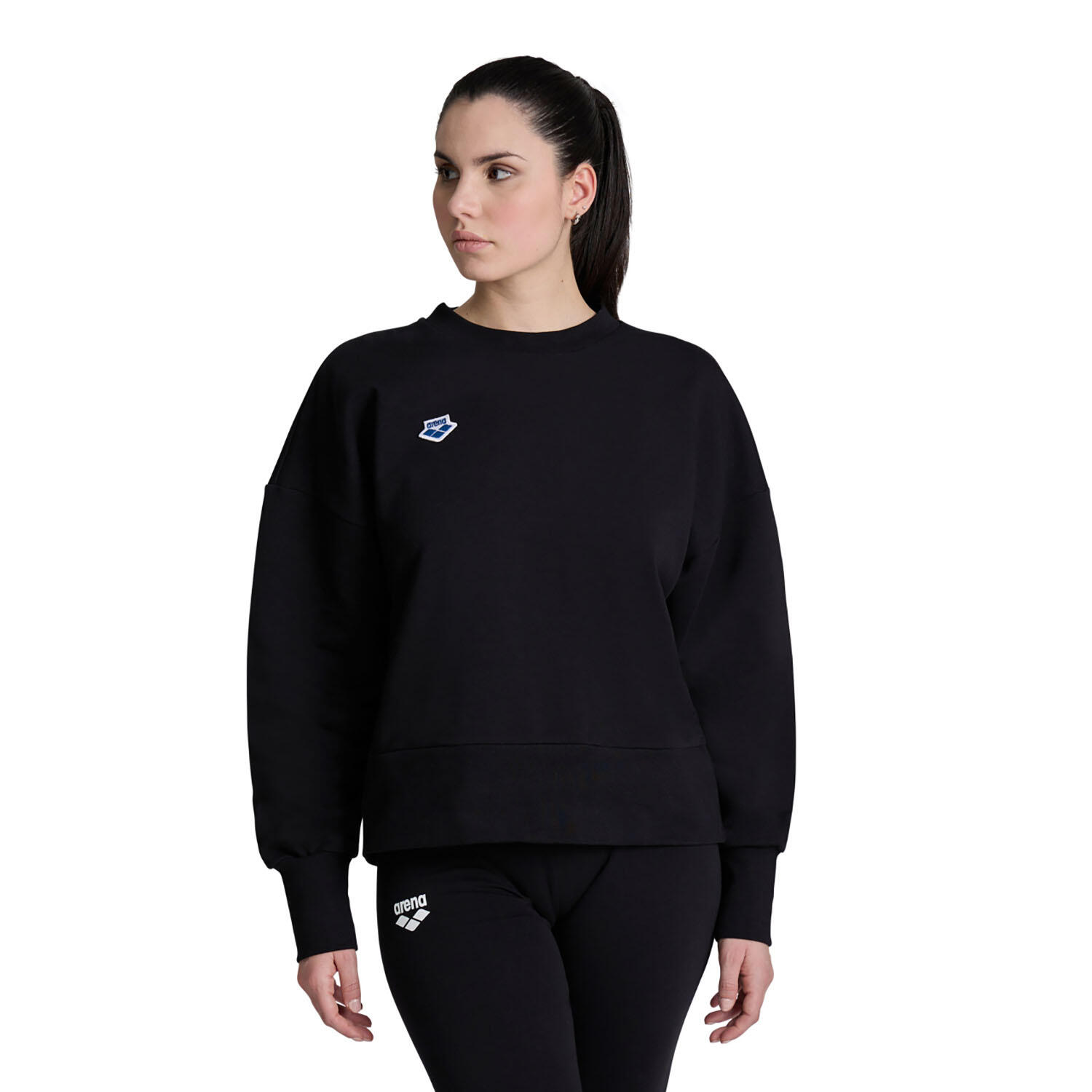 Arena - Sweat De Running Et Gym Femme - Oversized Crew Neck - Sweat-shirt - Noir - S - Decathlon