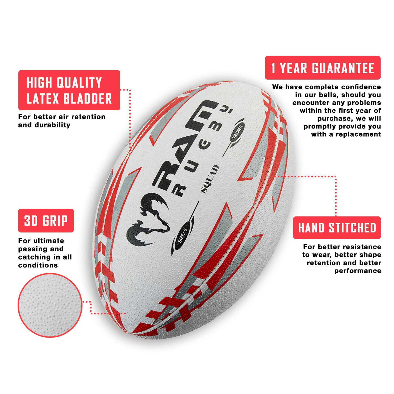 Ram Rugby - Squad Trainer Ball 1/4