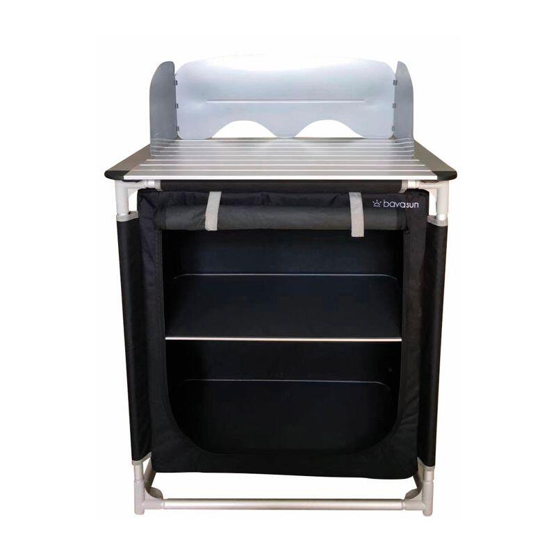 Bayasun - Bayasun Meuble Cuisine 2 En 1 Plan De Travail Pare-flamme 2 Étagères Camping - Meuble De Rangement - Taille Unique - Decathlon