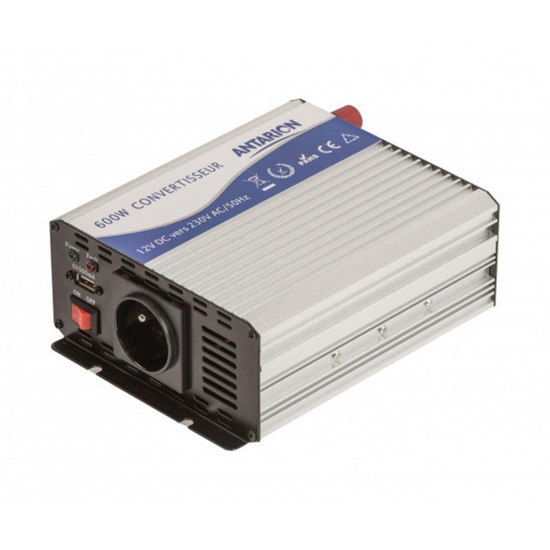 ANTARION Convertisseur de tension Quasi Sinus 600W 12V/230V avec pinces