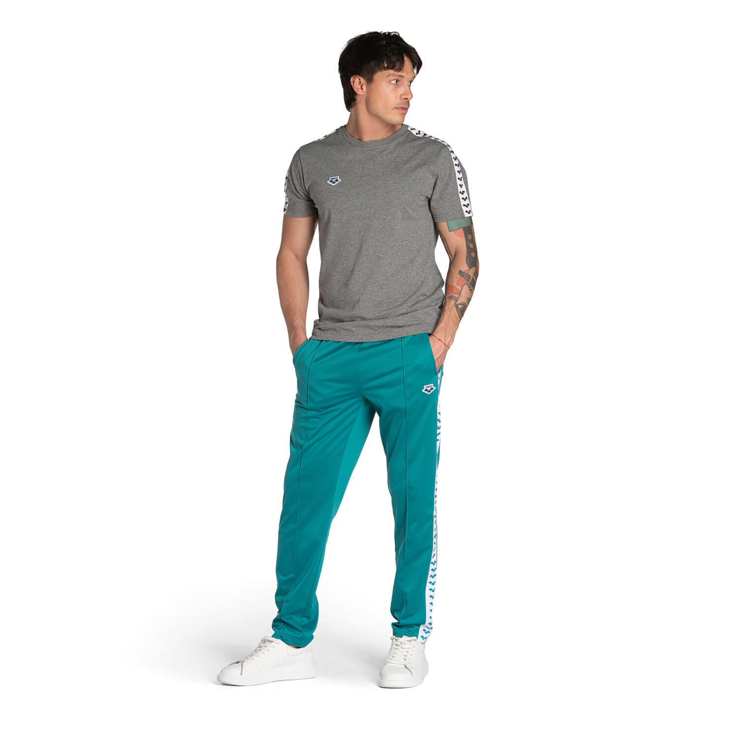 Arena - T-shirt De Running Et Gym Homme - Team - T-shirt Manches Courtes - Blanc|gris - S - Decathlon